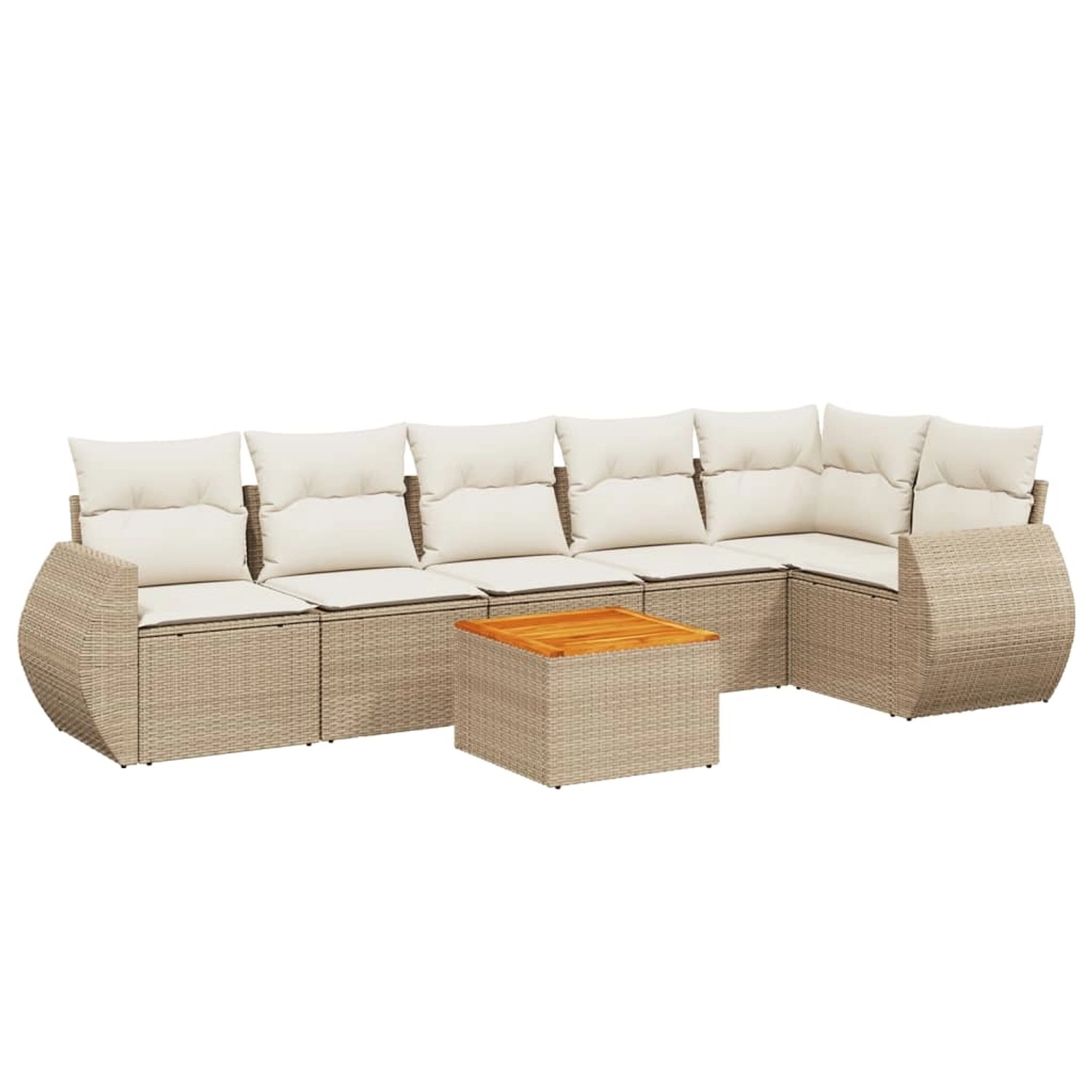 vidaXL 7-Tlg Garten-Sofagarnitur mit Kissen Beige Poly Rattan 3225015 günstig online kaufen