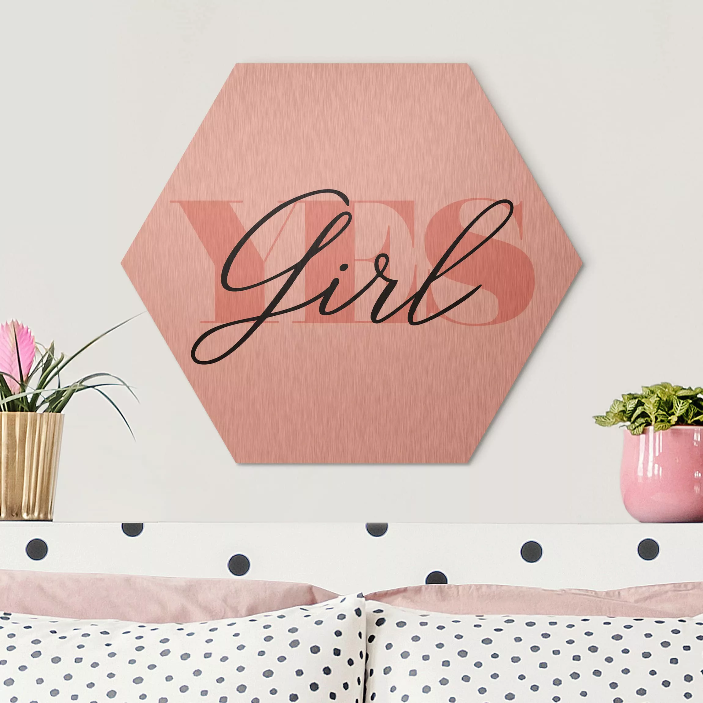 Hexagon-Alu-Dibond Bild Spruch YES Girl günstig online kaufen