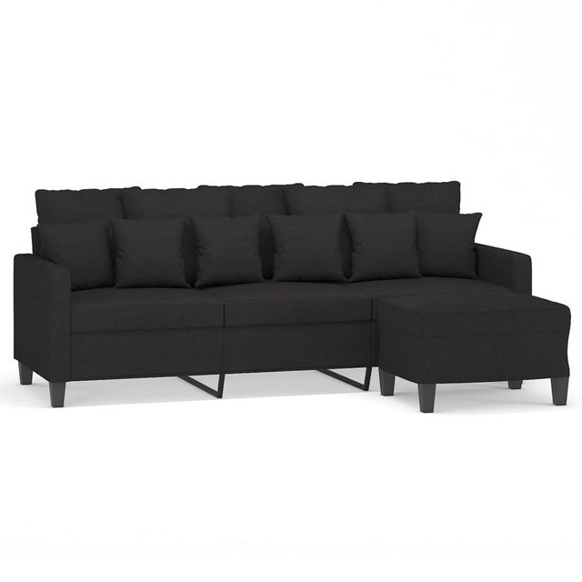 vidaXL Sofa, 3-Sitzer-Sofa mit Hocker Schwarz 180 cm Stoff günstig online kaufen