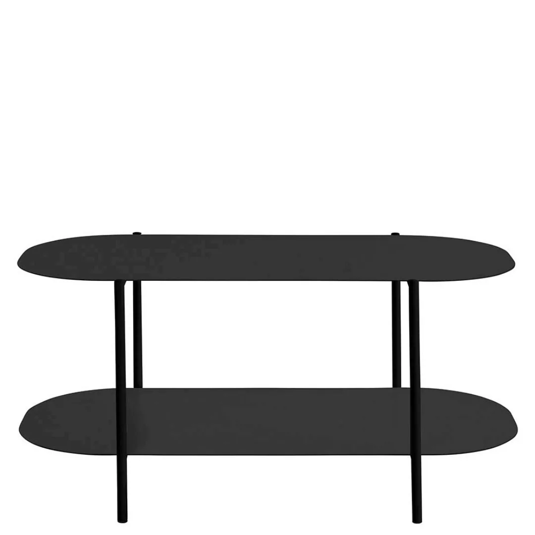 Sofatisch Metall schwarz mit ovaler Tischplatte 100 cm breit günstig online kaufen
