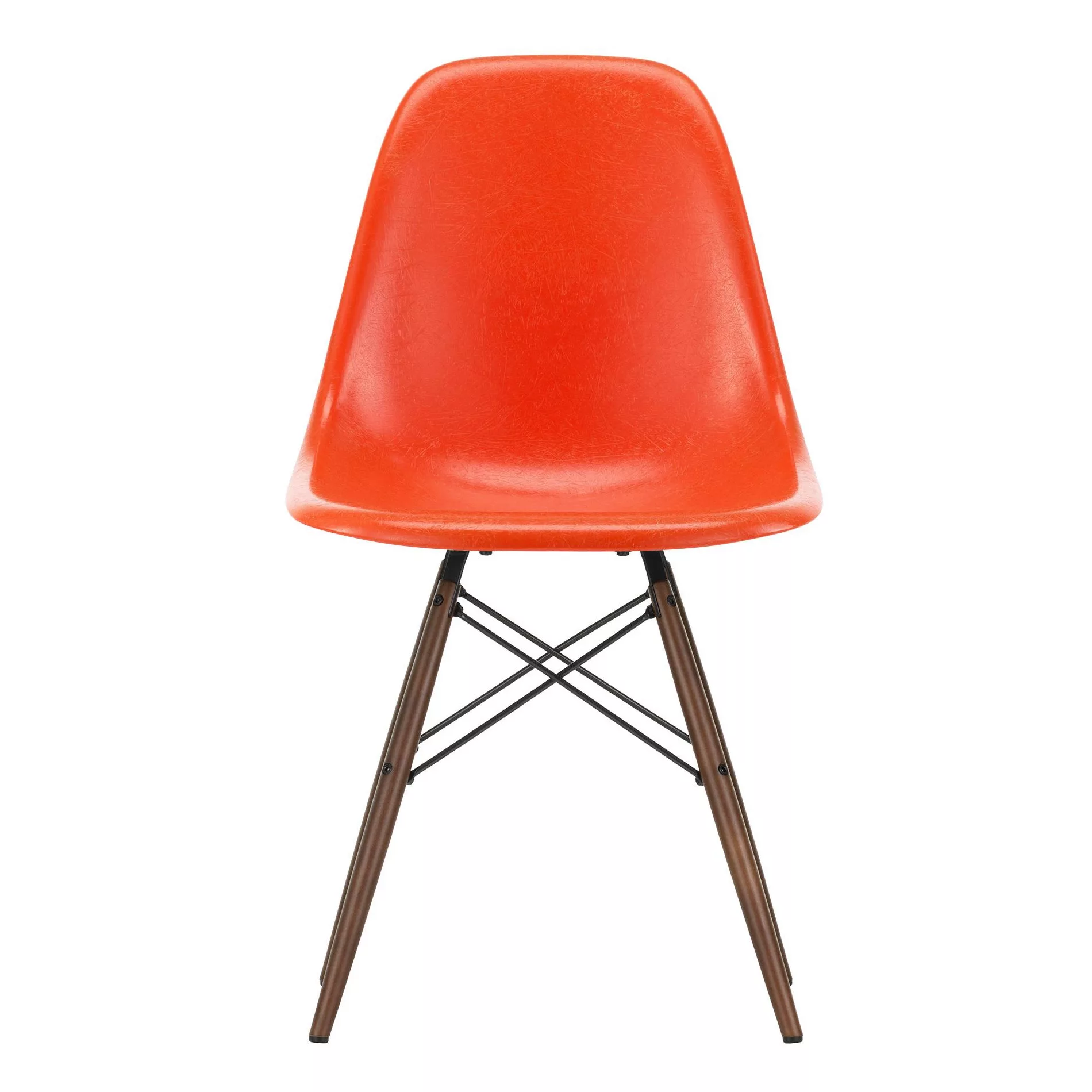 Vitra - Eames Fiberglass Side Chair DSW Ahorn dunkel - rot orange/Sitzschal günstig online kaufen