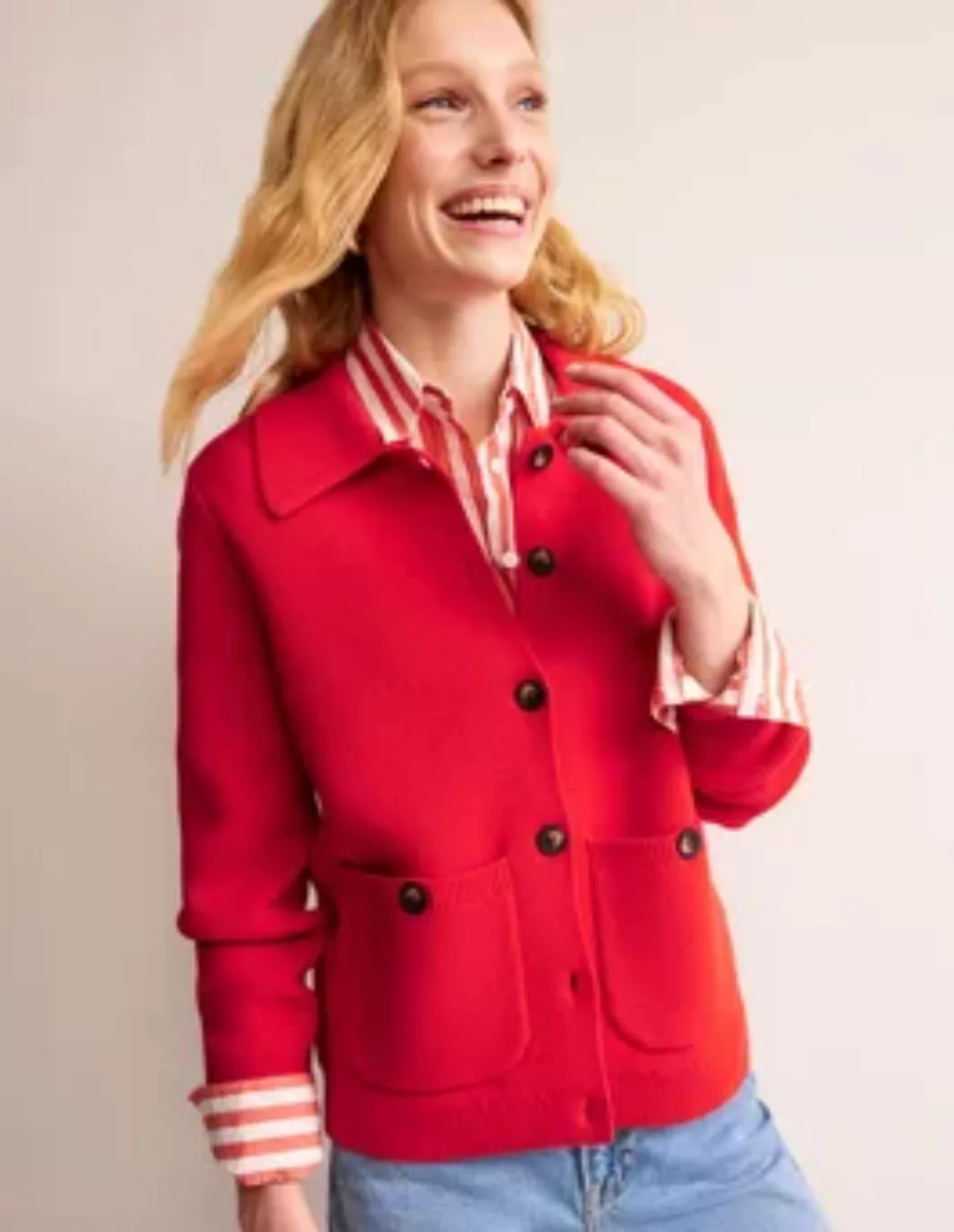 Emily Strickjacke aus Wollmischgewebe Damen Boden, Flame Scarlet günstig online kaufen