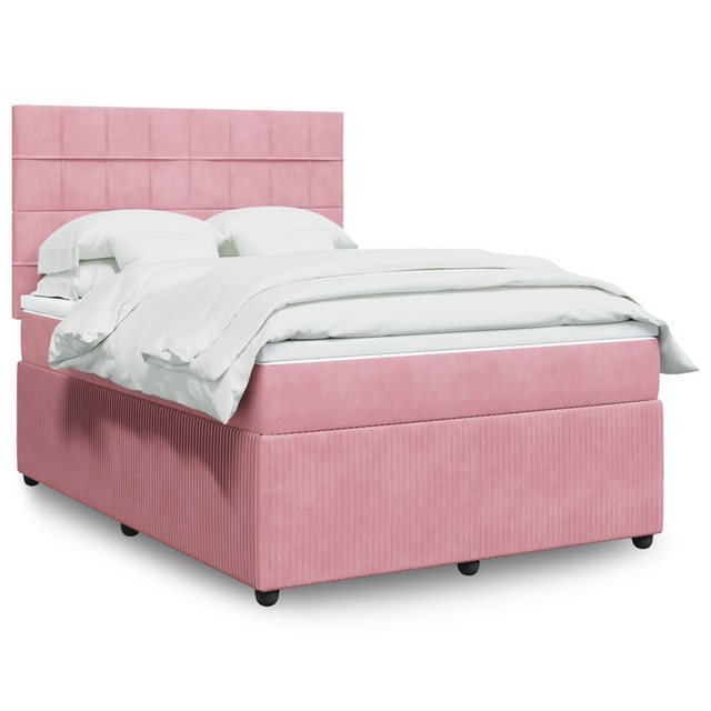 vidaXL Boxspringbett, Boxspringbett mit Matratze Rosa 140x190 cm Samt günstig online kaufen