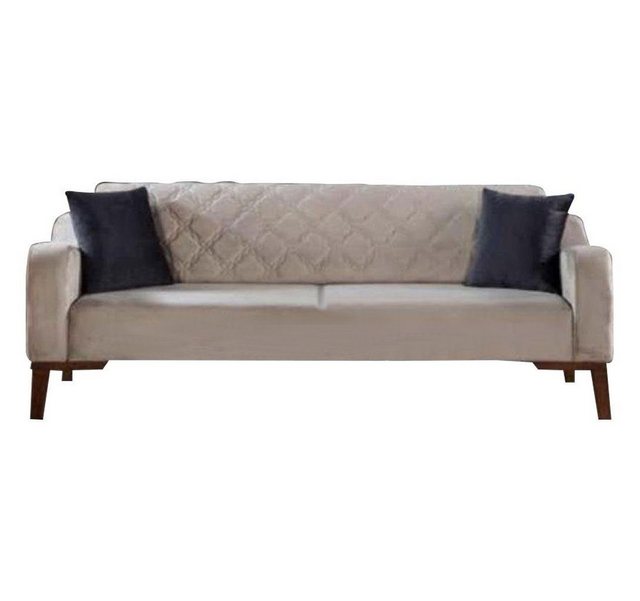 Xlmoebel Sofa Beige Dreisitzer Velours Sofa Couch Elegante Sitzgarnitur, 1 günstig online kaufen