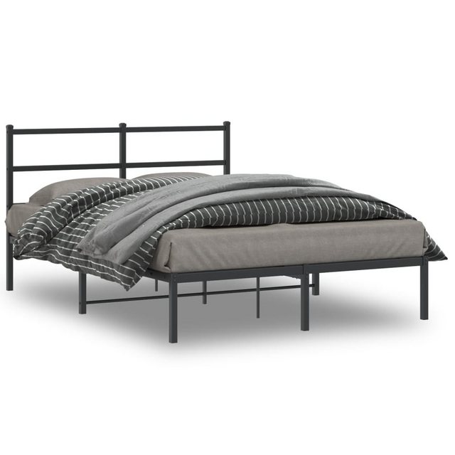 furnicato Bettgestell mit Kopfteil Metall Schwarz 140x190 cm (1-tlg) günstig online kaufen