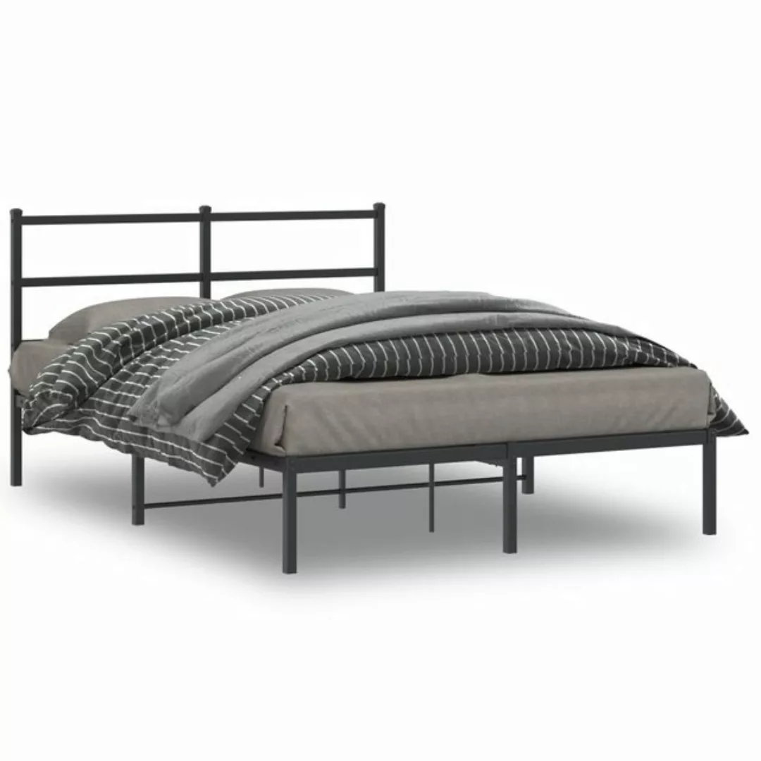 furnicato Bettgestell mit Kopfteil Metall Schwarz 135x190 cm (1-tlg) günstig online kaufen