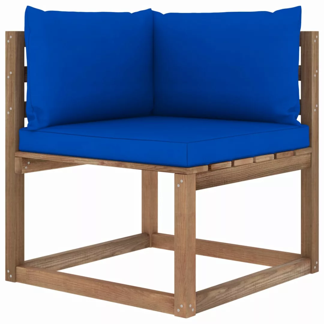 Garten-paletten-ecksofa Mit Blauen Kissen günstig online kaufen