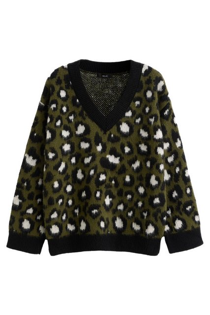 Next V-Ausschnitt-Pullover Pullover mit V-Ausschnitt und Leoparden-Print (1 günstig online kaufen