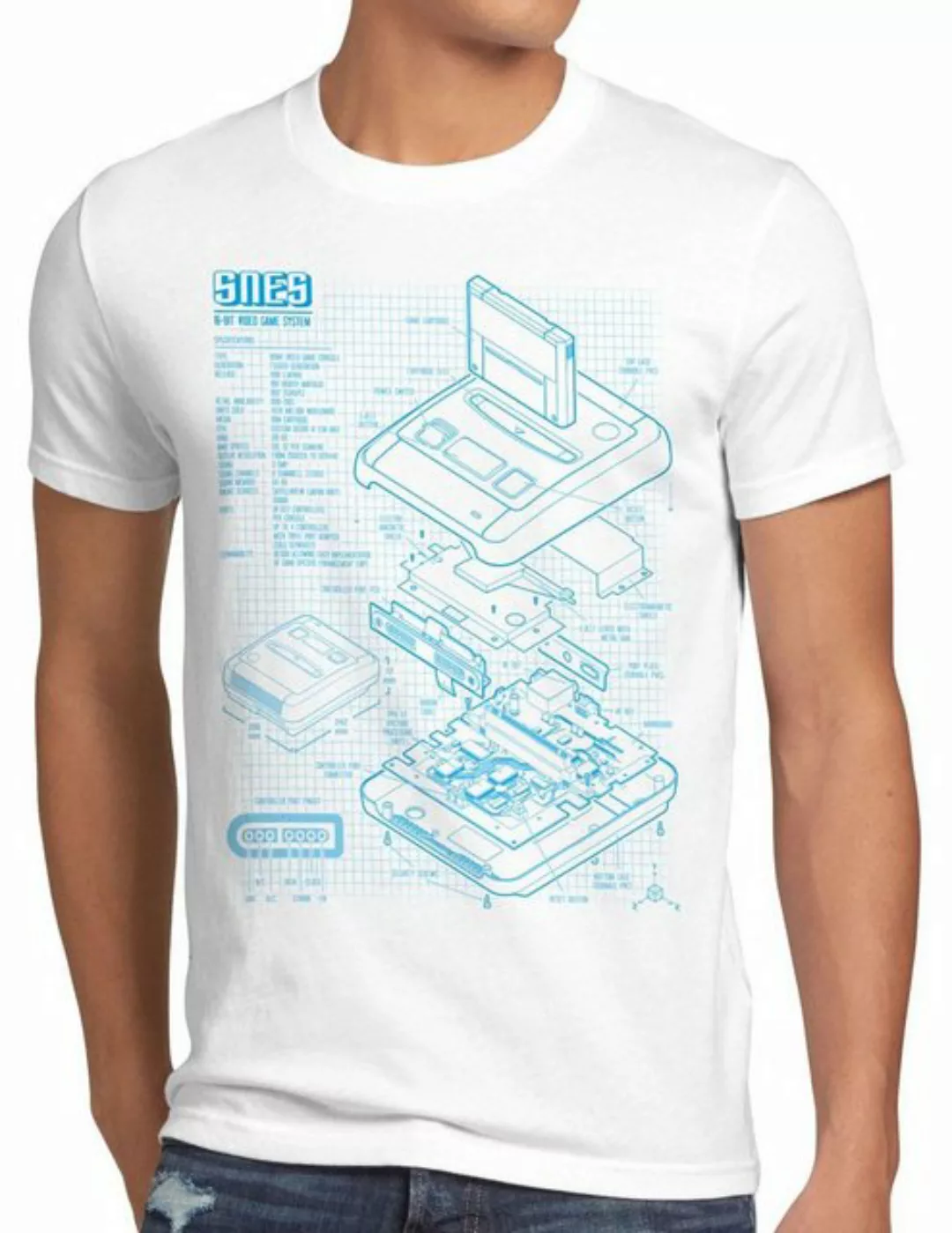 style3 Print-Shirt Herren T-Shirt SNES Blaupause 16-Bit Videospiel günstig online kaufen