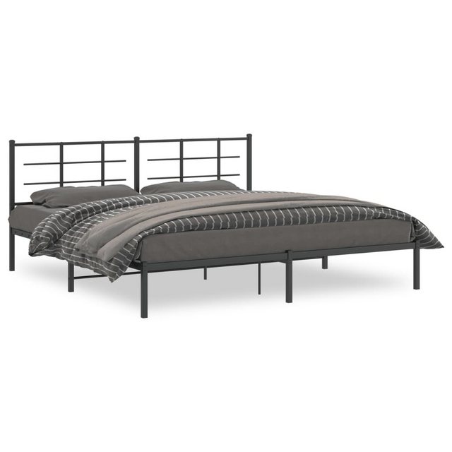 vidaXL Bettgestell, Bettrahmen mit Kopfteil Metall Schwarz 193x203 cm günstig online kaufen