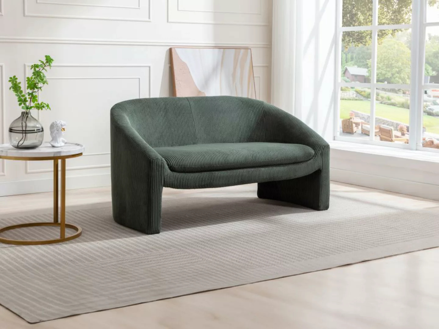Sofa 2-Sitzer - Cord - Grün - OSSANA günstig online kaufen
