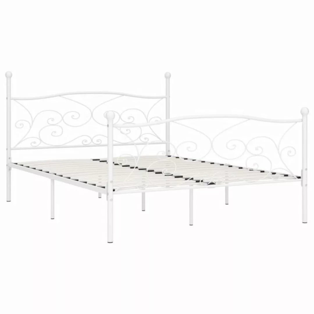 furnicato Bettgestell mit Lattenrost Weiß Metall 180 × 200 cm (1-tlg) günstig online kaufen