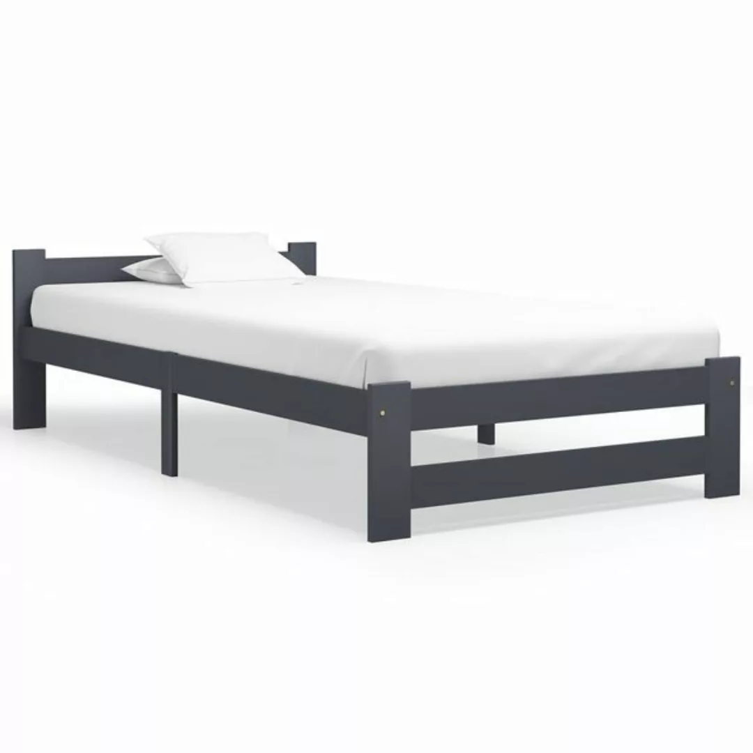 vidaXL Bett Massivholzbett Dunkelgrau Kiefer 90x200 cm günstig online kaufen