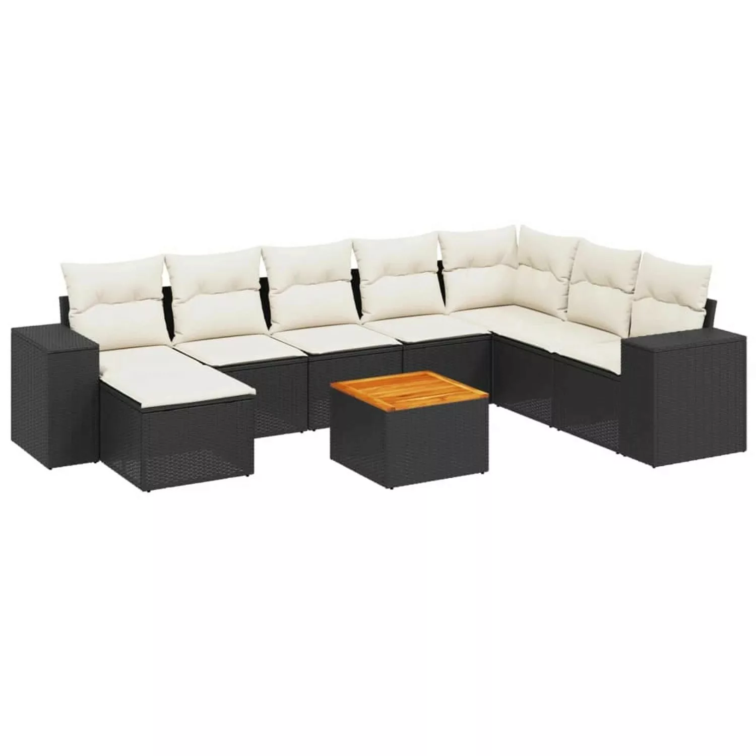 vidaXL 9-tlg Garten-Sofagarnitur mit Kissen Schwarz Poly Rattan Modell 111 günstig online kaufen