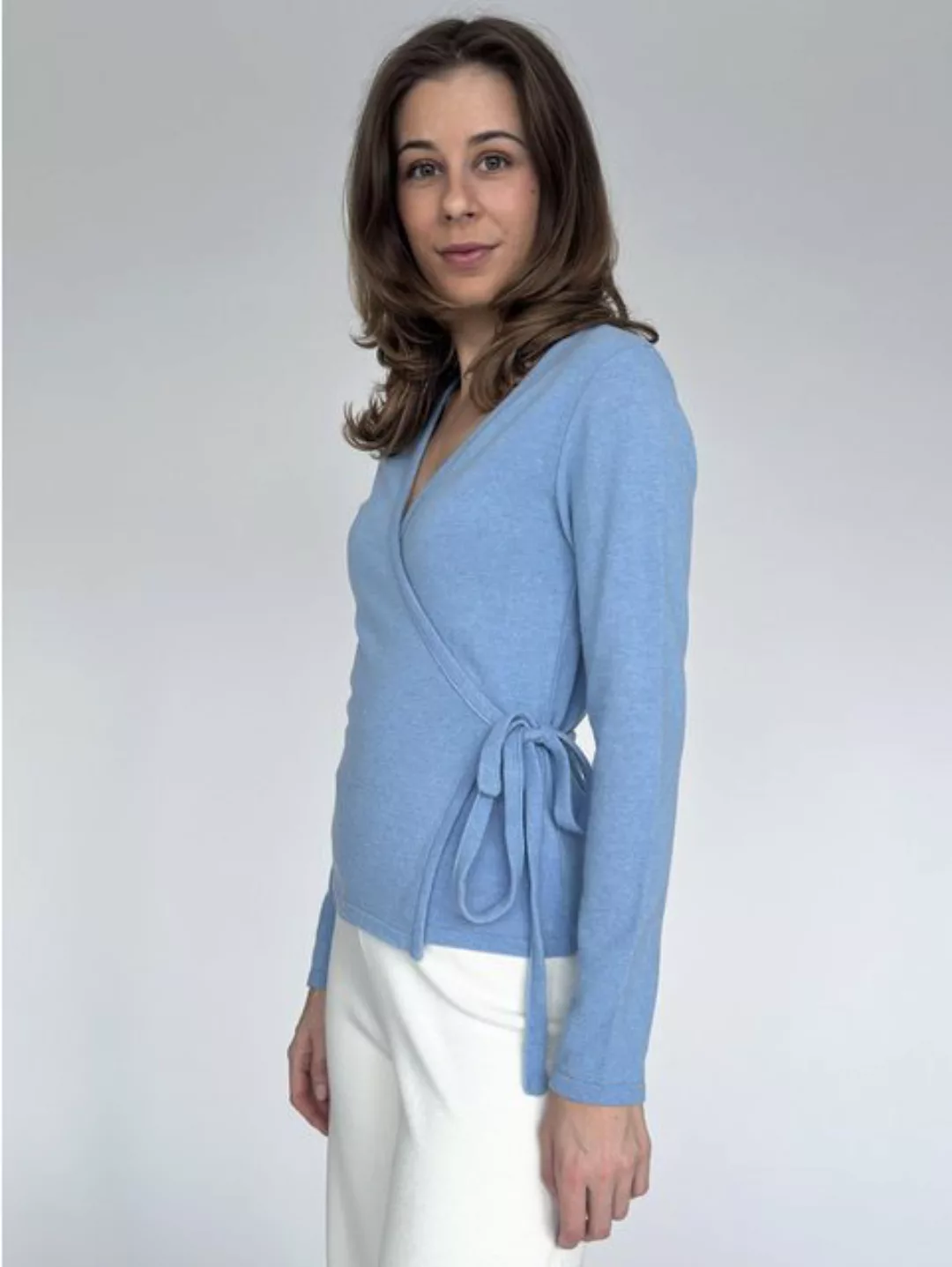 Zuckerwatte Wickelpullover Wickelpullover aus weicher Merino Cashmere Misch günstig online kaufen