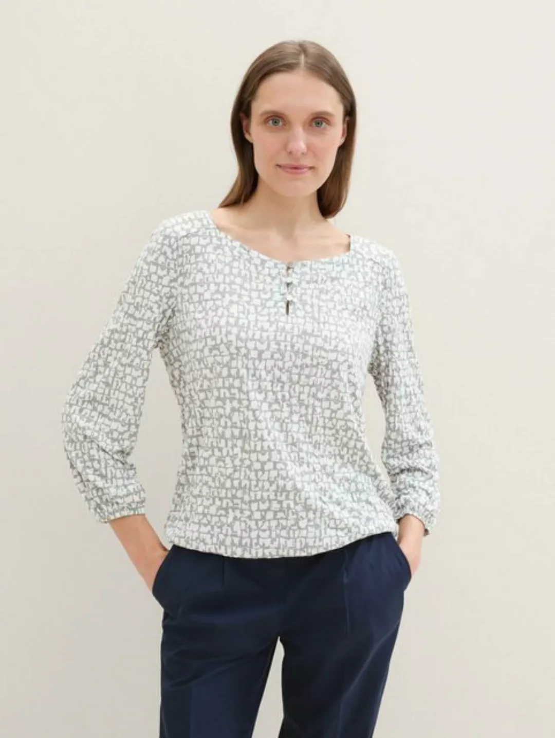 TOM TAILOR 3/4-Arm-Shirt 3/4 Arm Shirt in Knitteroptik günstig online kaufen