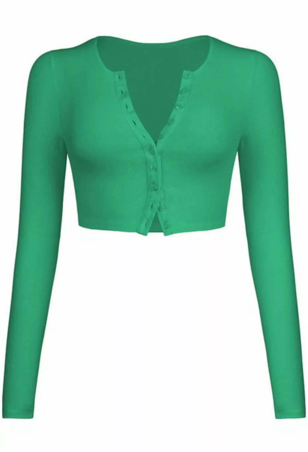 CHENIN Langarmhemd Damen Rippenstrick Cardigan Tee mit langen Ärmeln Damen günstig online kaufen