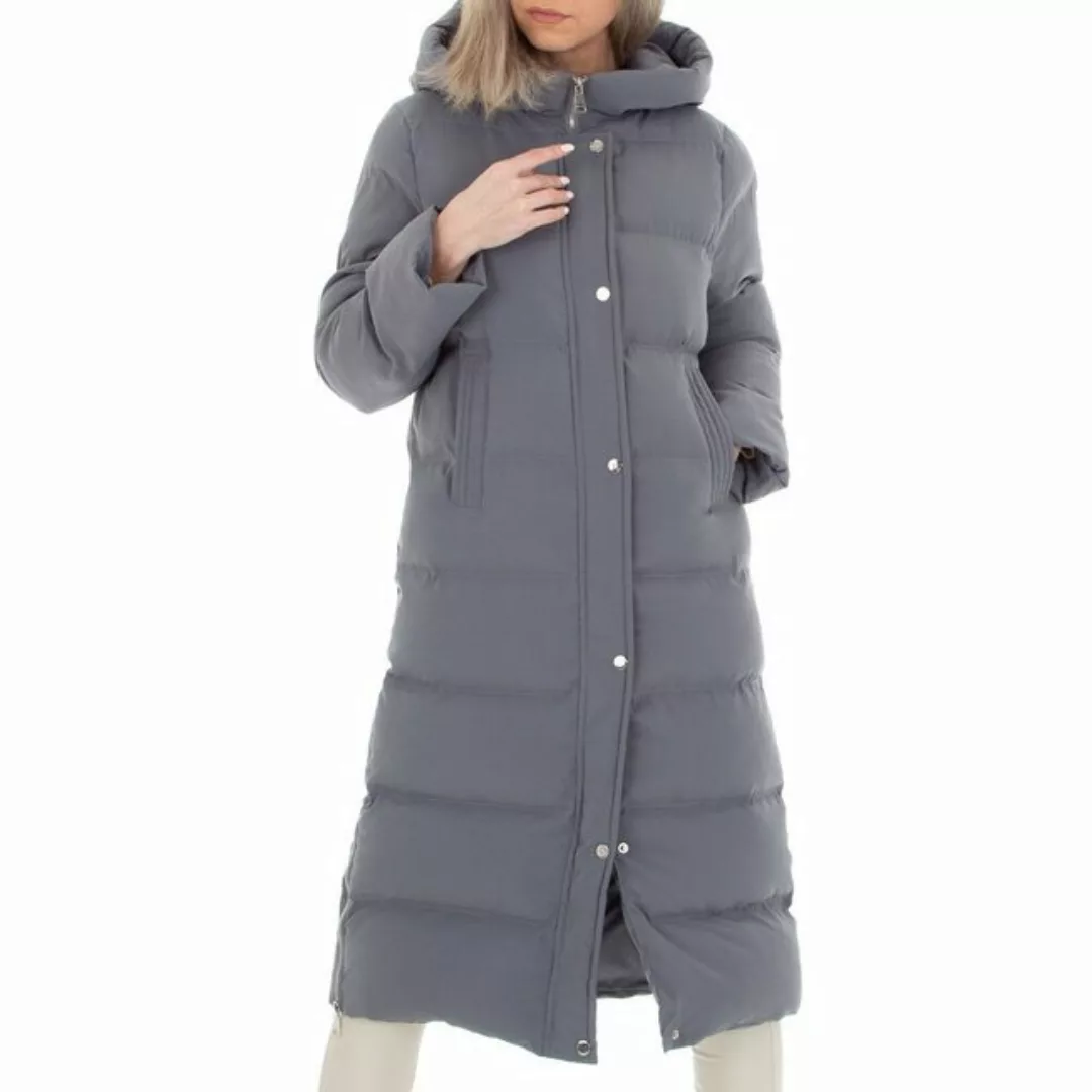 Ital-Design Steppjacke Damen Freizeit Kapuze Gefüttert Winterjacke in Grau günstig online kaufen