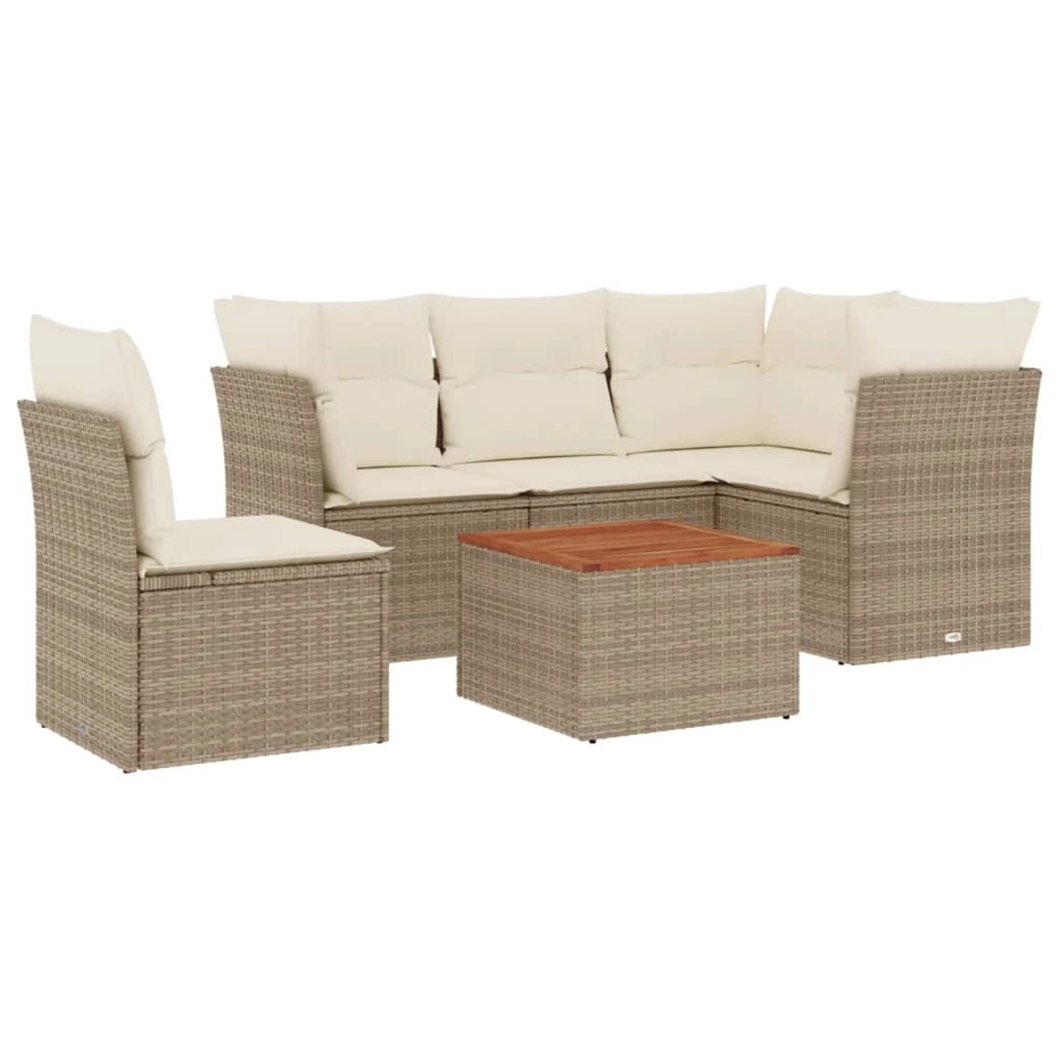 vidaXL 6-Tlg Garten-Sofagarnitur mit Kissen Beige Poly Rattan 3223643 günstig online kaufen