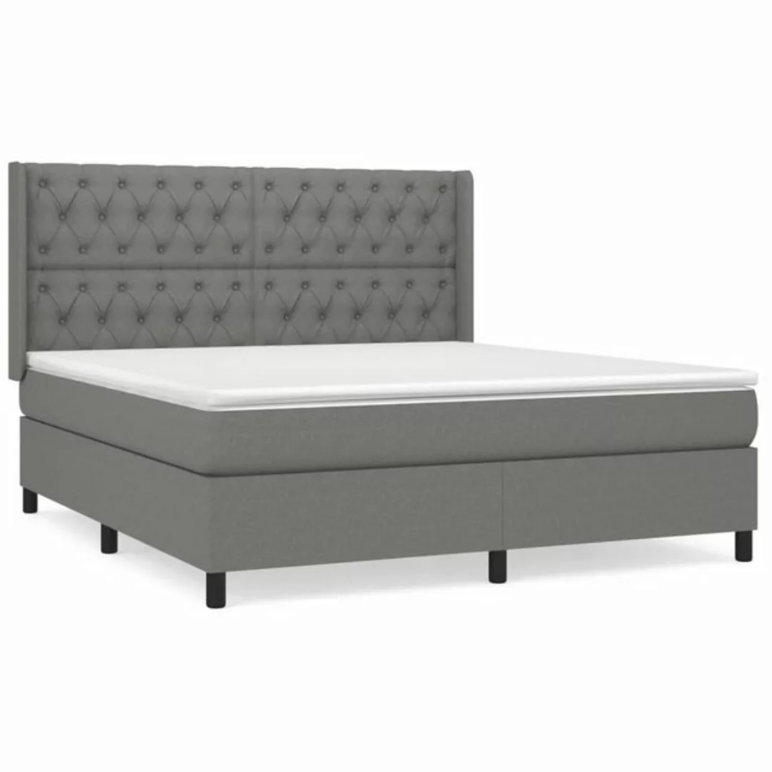 vidaXL Boxspringbett Boxspringbett mit Matratze Dunkelgrau 160x200 cm Stoff günstig online kaufen