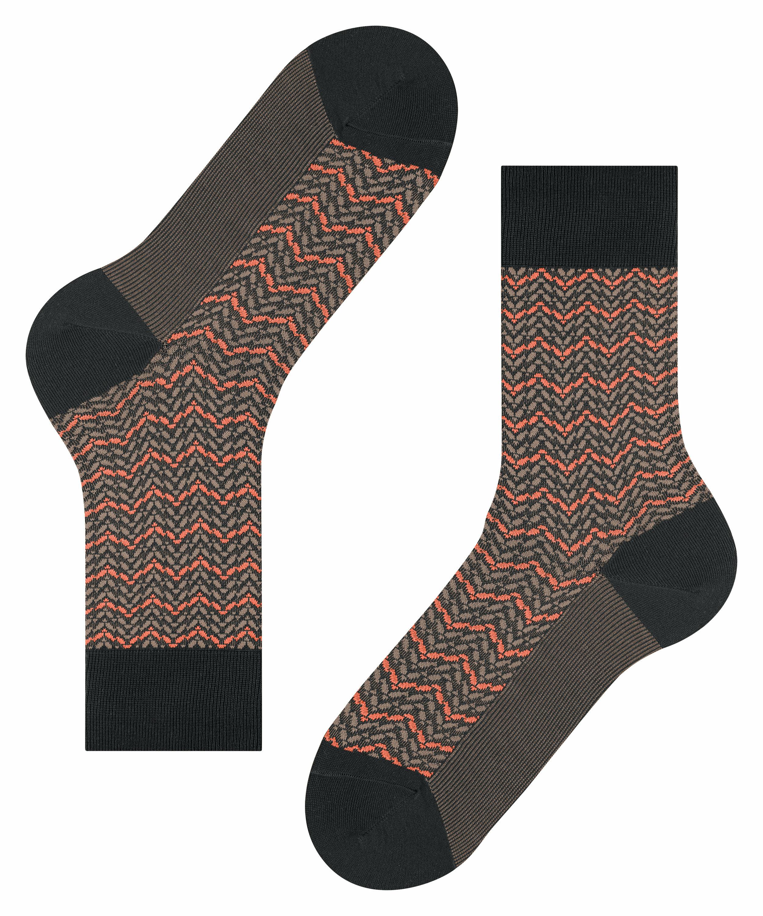 FALKE Colour Waves Herren Socken, 39-40, Schwarz, AnderesMuster, Baumwolle, günstig online kaufen