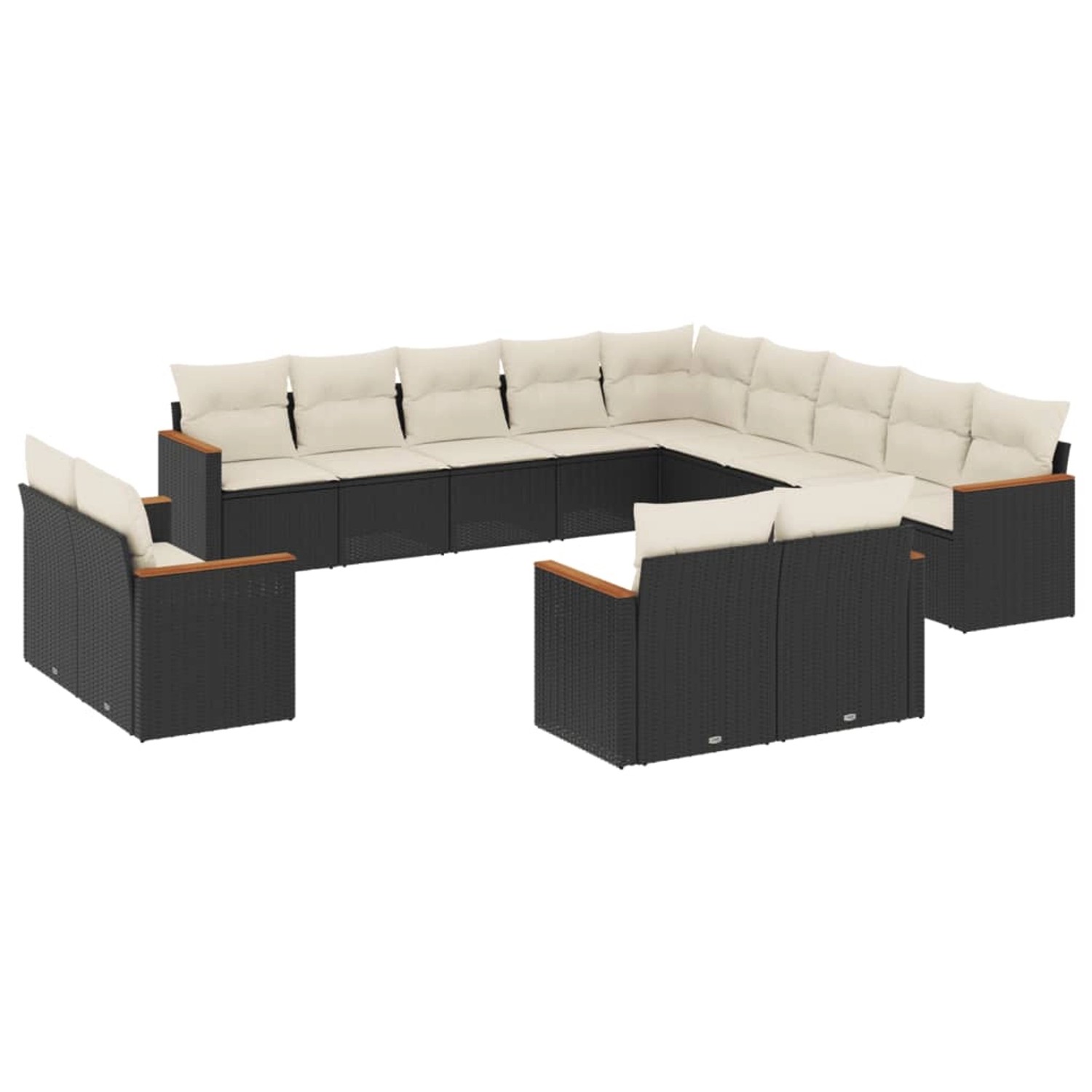 vidaXL 13-Tlg Garten-Sofagarnitur mit Kissen Schwarz Poly Rattan 3226525 günstig online kaufen