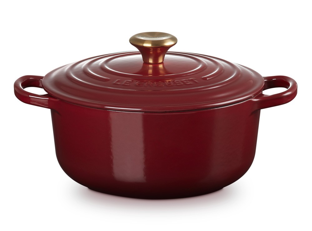 Le Creuset Bräter Signature Rund Gusseisen Rhône Bordeaux-Rot 24 cm günstig online kaufen