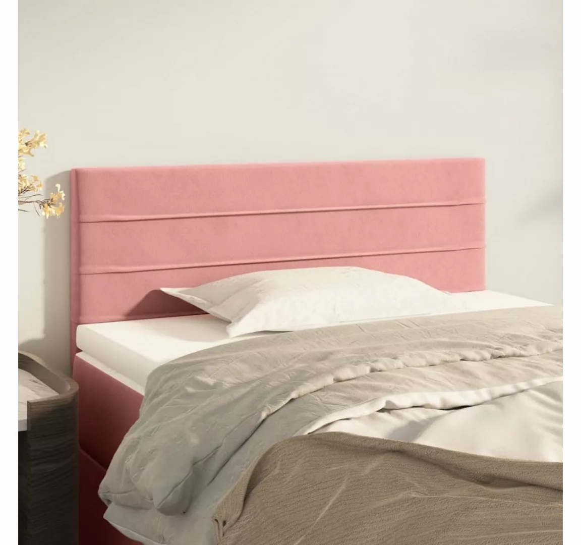 vidaXL Bett, Kopfteil Rosa 80x5x78/88 cm Samt günstig online kaufen