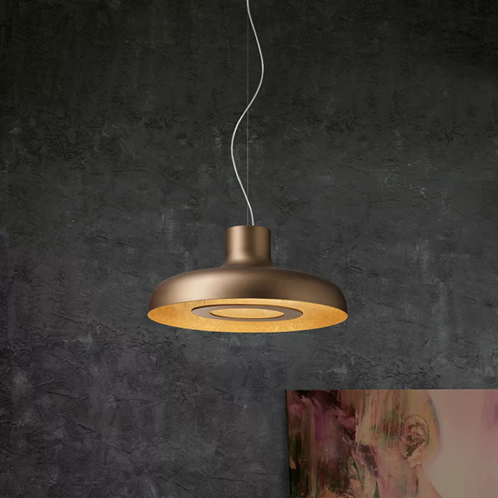 ICONE Duetto LED-Hängelampe 927 Ø55cm bronze/gold günstig online kaufen