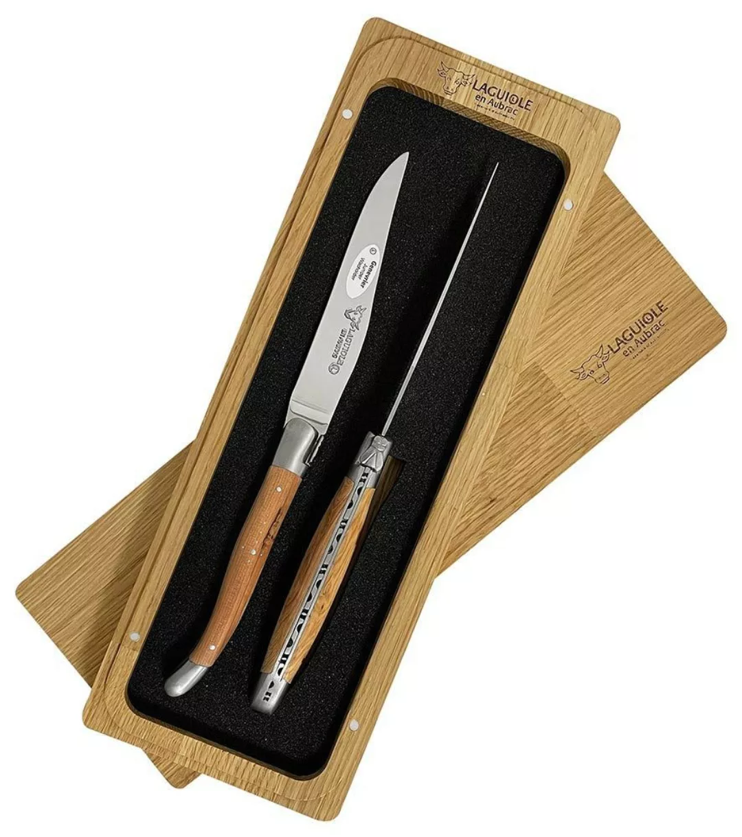 Laguiole en Aubrac Steakmesser Set 2-teilig Wacholder (Genévrier) 23 cm günstig online kaufen