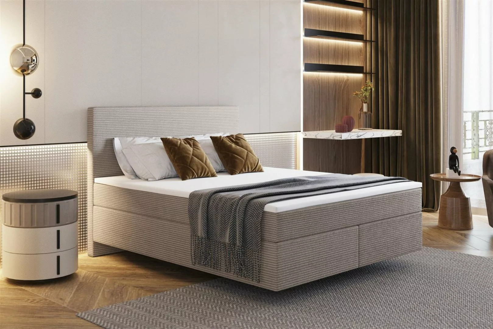 Fun Möbel Boxspringbett Boxspringbett Schlafzimmerbett DEVIL Premium Stoff günstig online kaufen