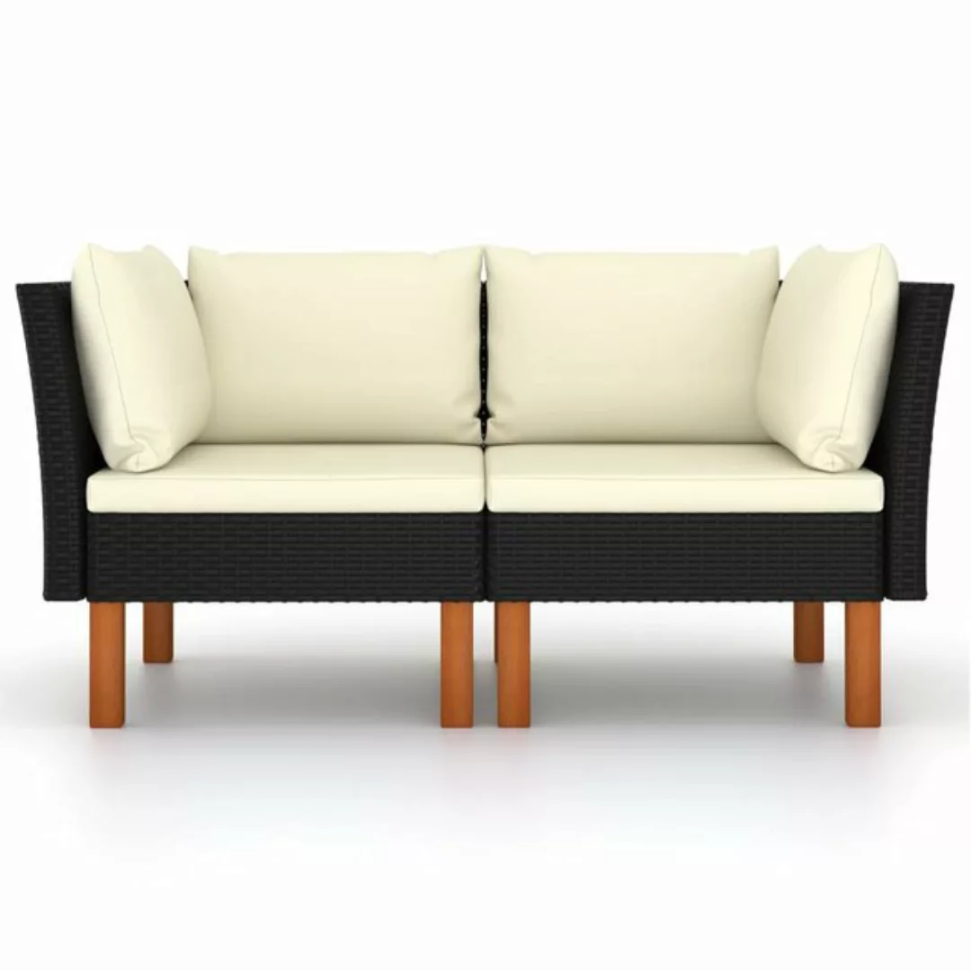 Ecksofas 2 Stk. Poly Rattan Und Eukalyptus Massivholz günstig online kaufen