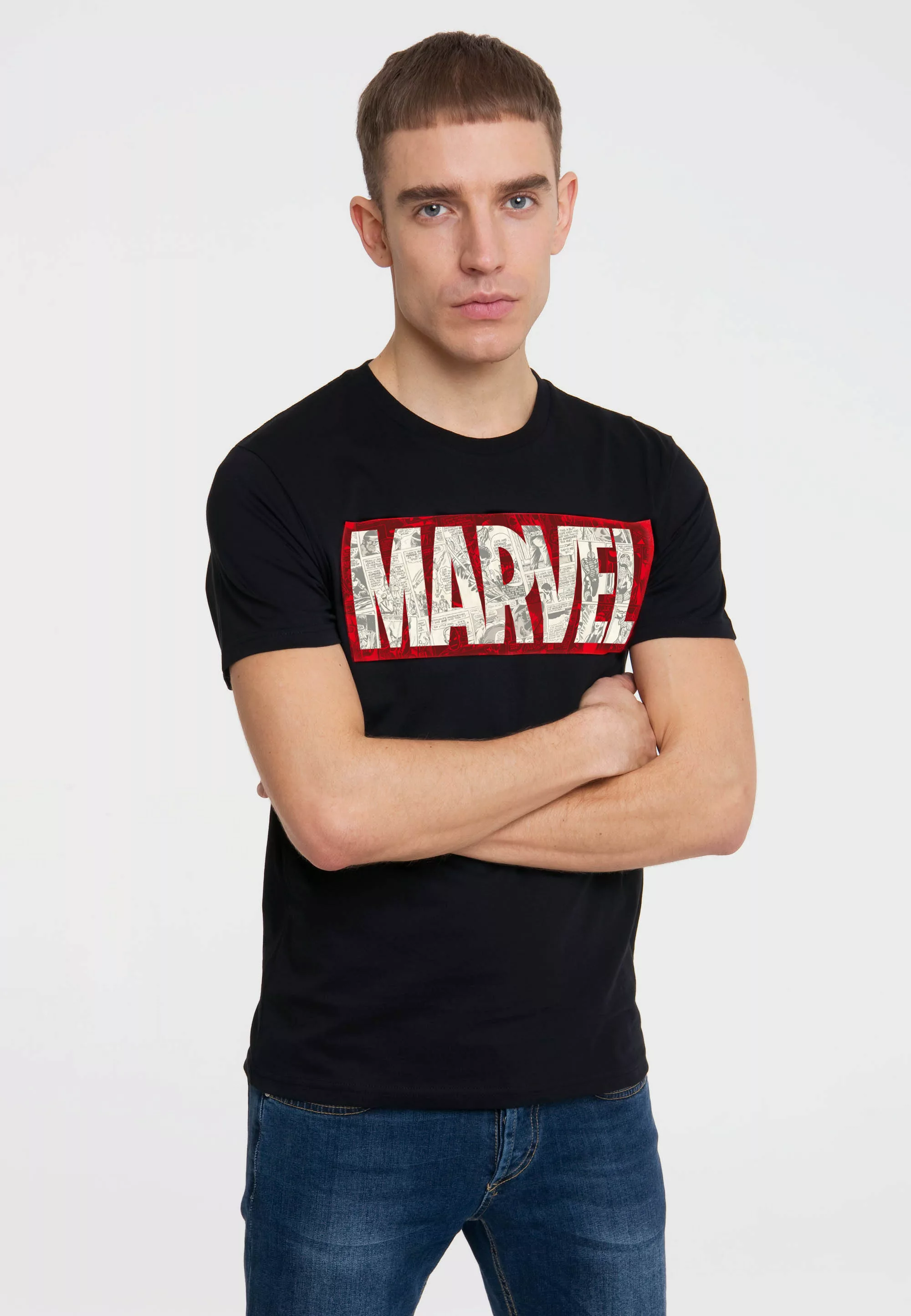 LOGOSHIRT T-Shirt "Marvel Comic Block Logo", mit coolem Print günstig online kaufen