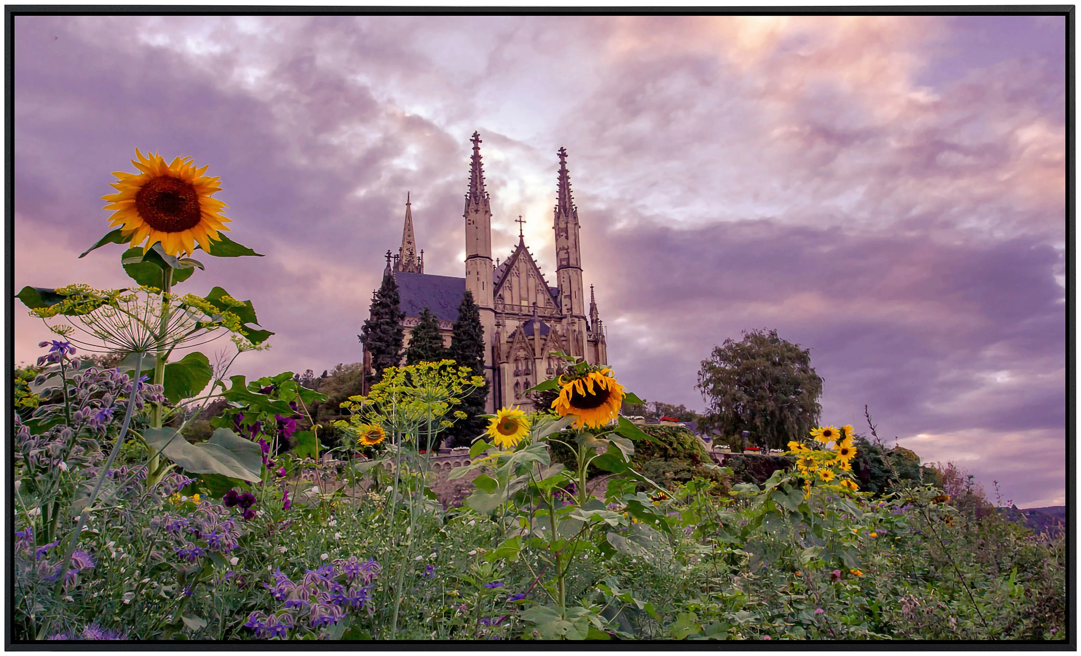 Papermoon Infrarotheizung »Kirche im Sonnenblumenfeld« günstig online kaufen