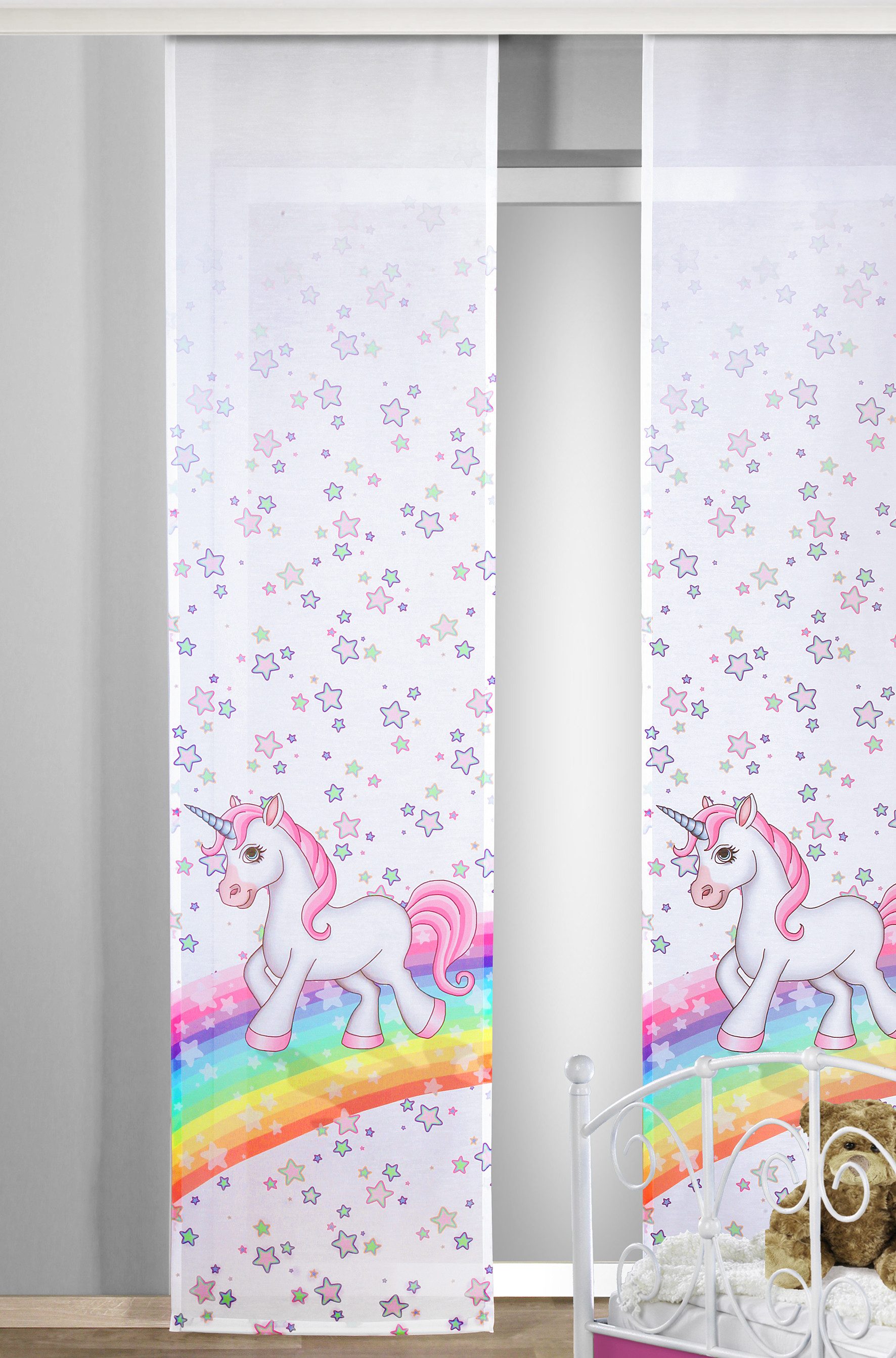 Clever-Kauf-24 Schiebegardine Schiebegardine Einhorn 60x245 cm günstig online kaufen