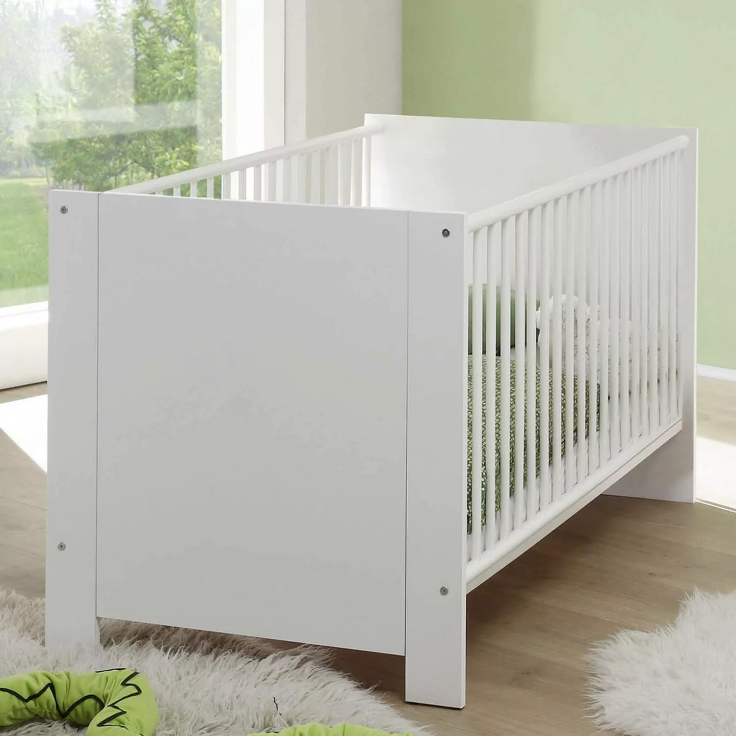 Gitterbett Baby 3-fach höhenverstellbar OLBIA-19 in Weiß, B/H/T: ca. 143/83 günstig online kaufen