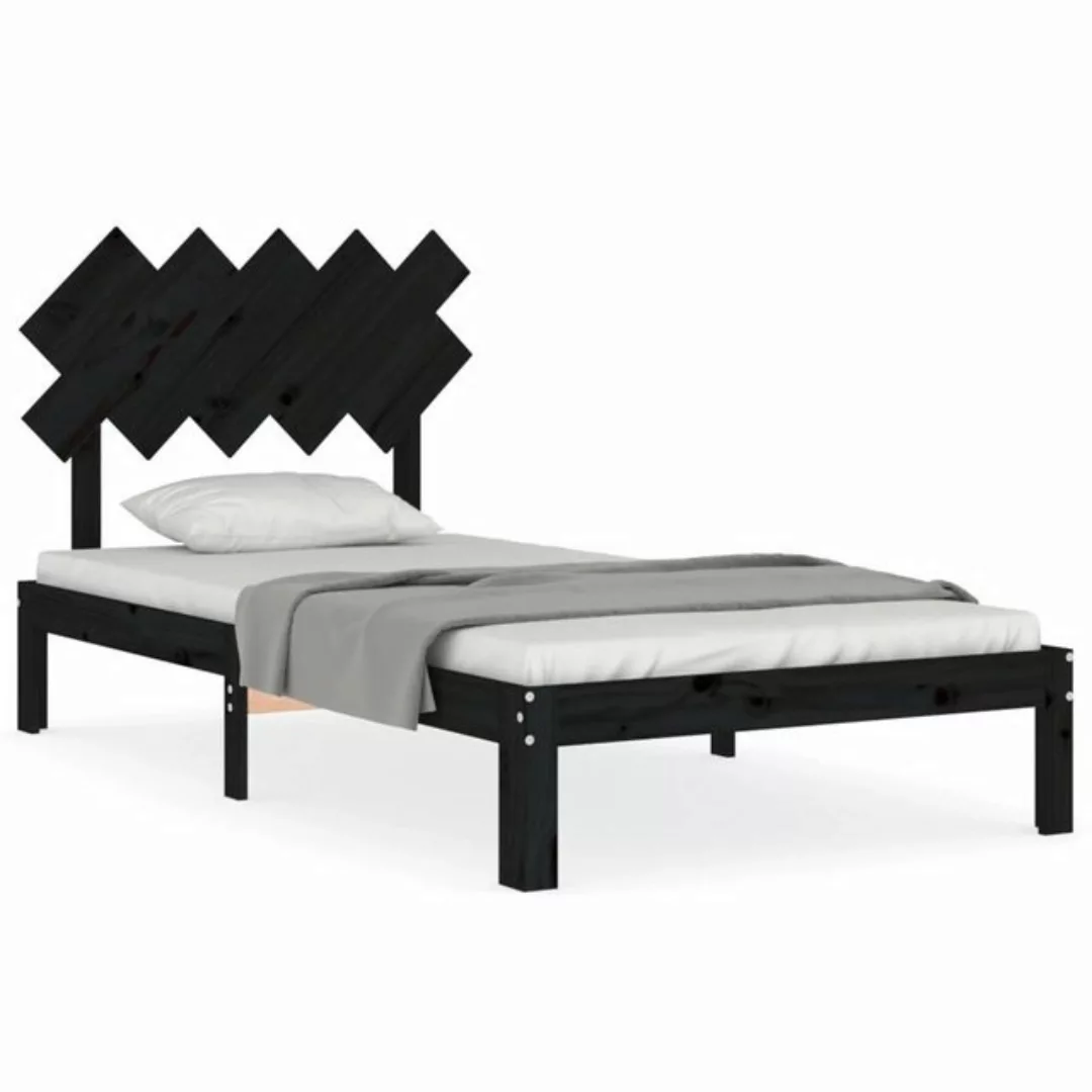 vidaXL Bett Massivholzbett mit Kopfteil Schwarz 100x200 cm günstig online kaufen