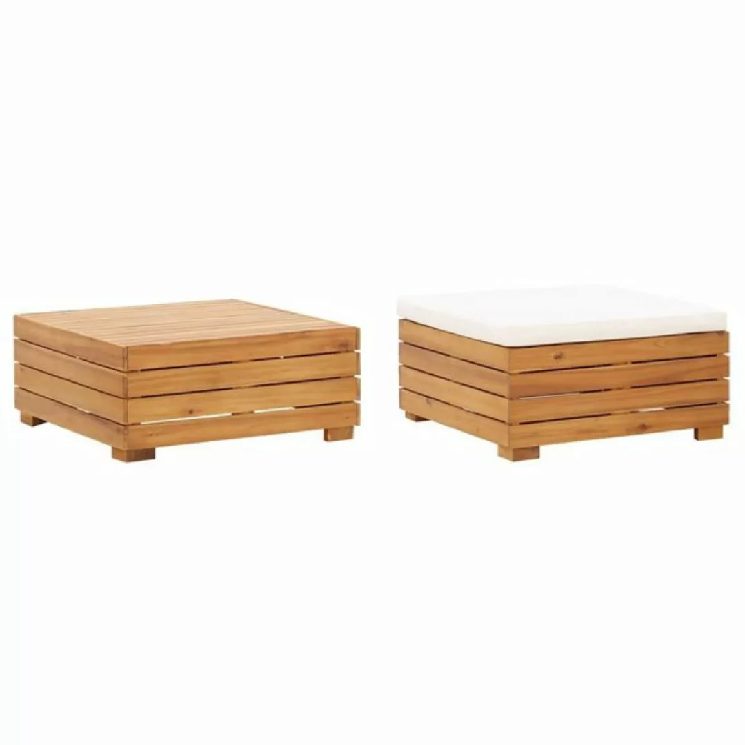 vidaXL Sofaelement Gartentisch und Hocker mit Kissen Massivholz Akazie (1 S günstig online kaufen