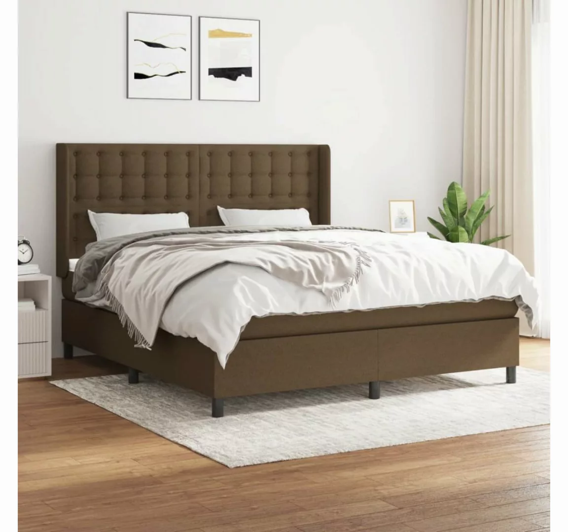 vidaXL Boxspringbett Boxspringbett mit Matratze Dunkelbraun 180x200 cm Stof günstig online kaufen