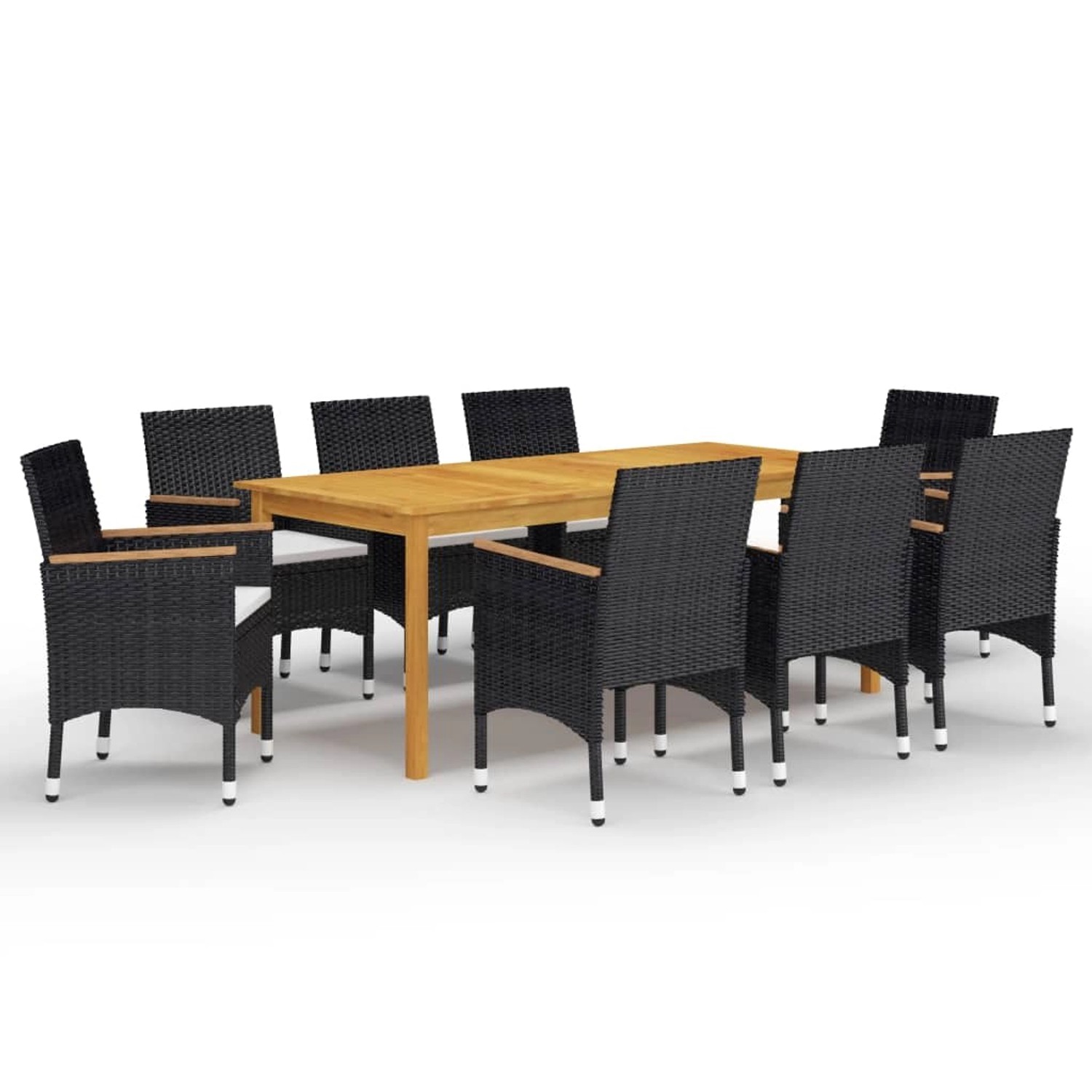 vidaXL 9-Tlg Garten-Essgruppe mit Kissen Schwarz 3095869 günstig online kaufen