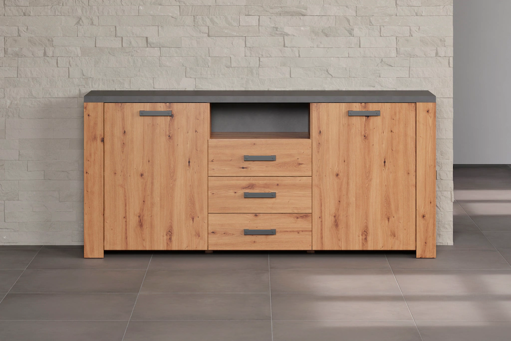 Home affaire Sideboard "Ambres", (1 St.), matte Echtholzoptik, ca. Maße BxH günstig online kaufen