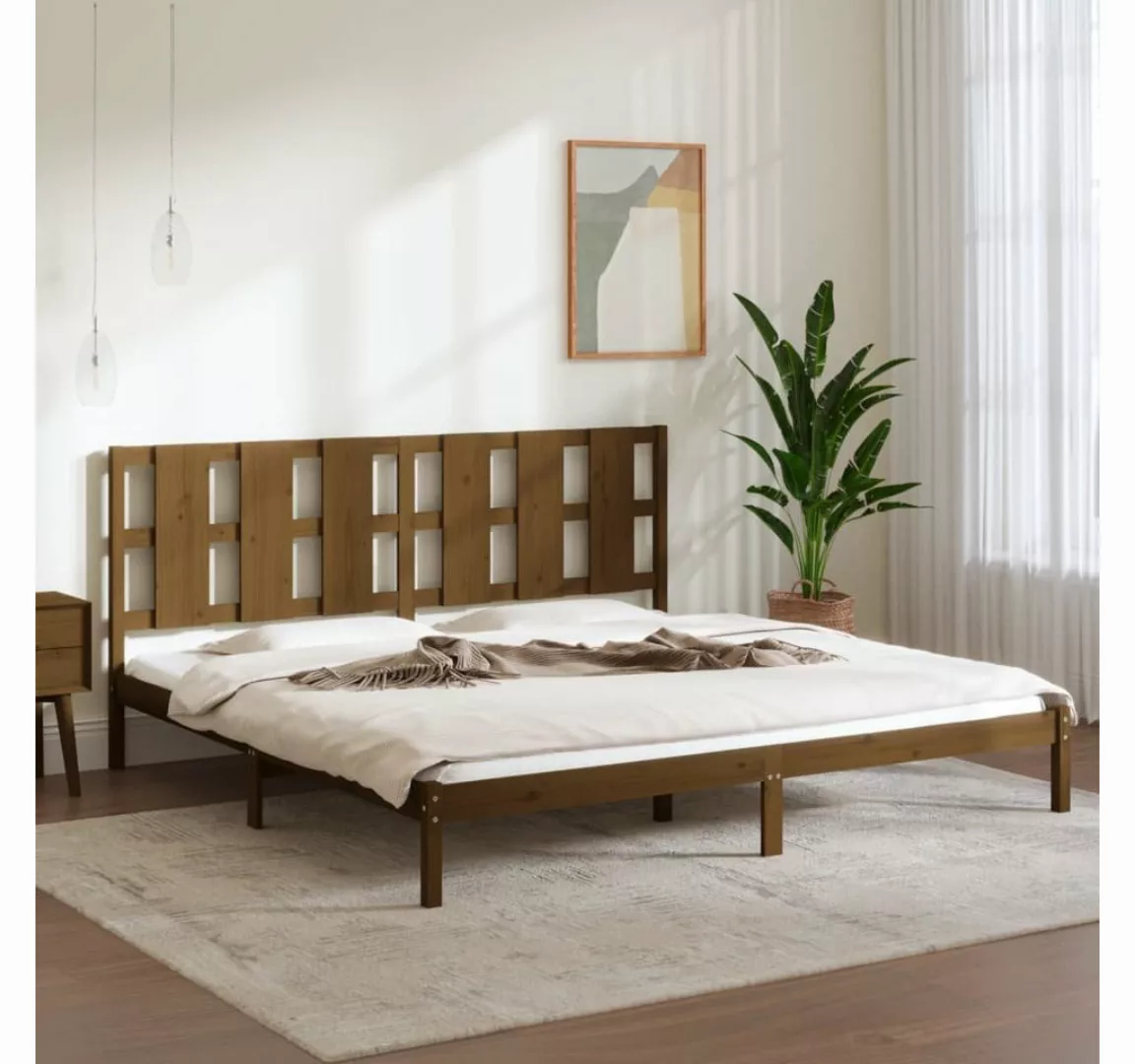 furnicato Bett Massivholzbett Honigbraun Kiefer 200x200 cm günstig online kaufen