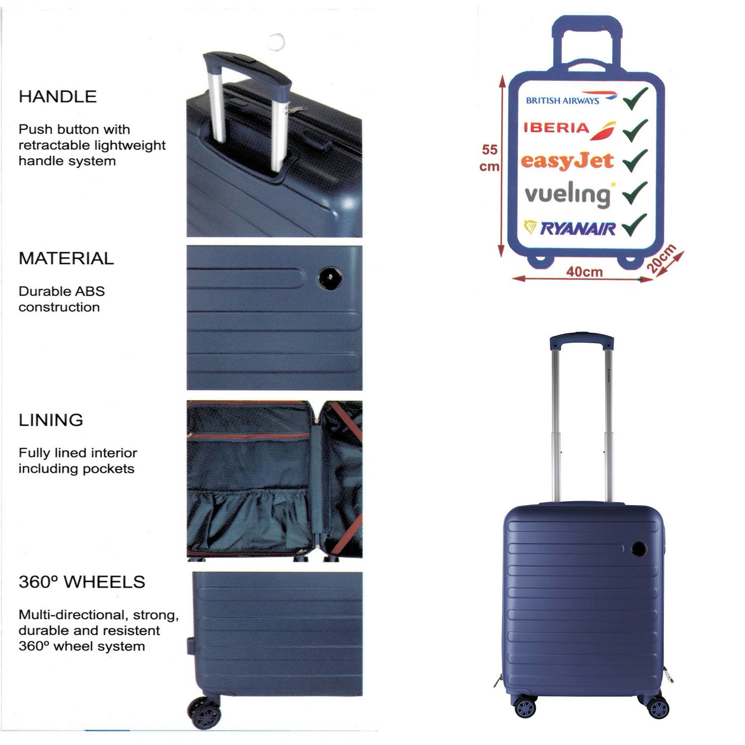 Mojawo Handgepäck-Trolley Kabinenkoffer Koffer Trolley Bordcase günstig online kaufen