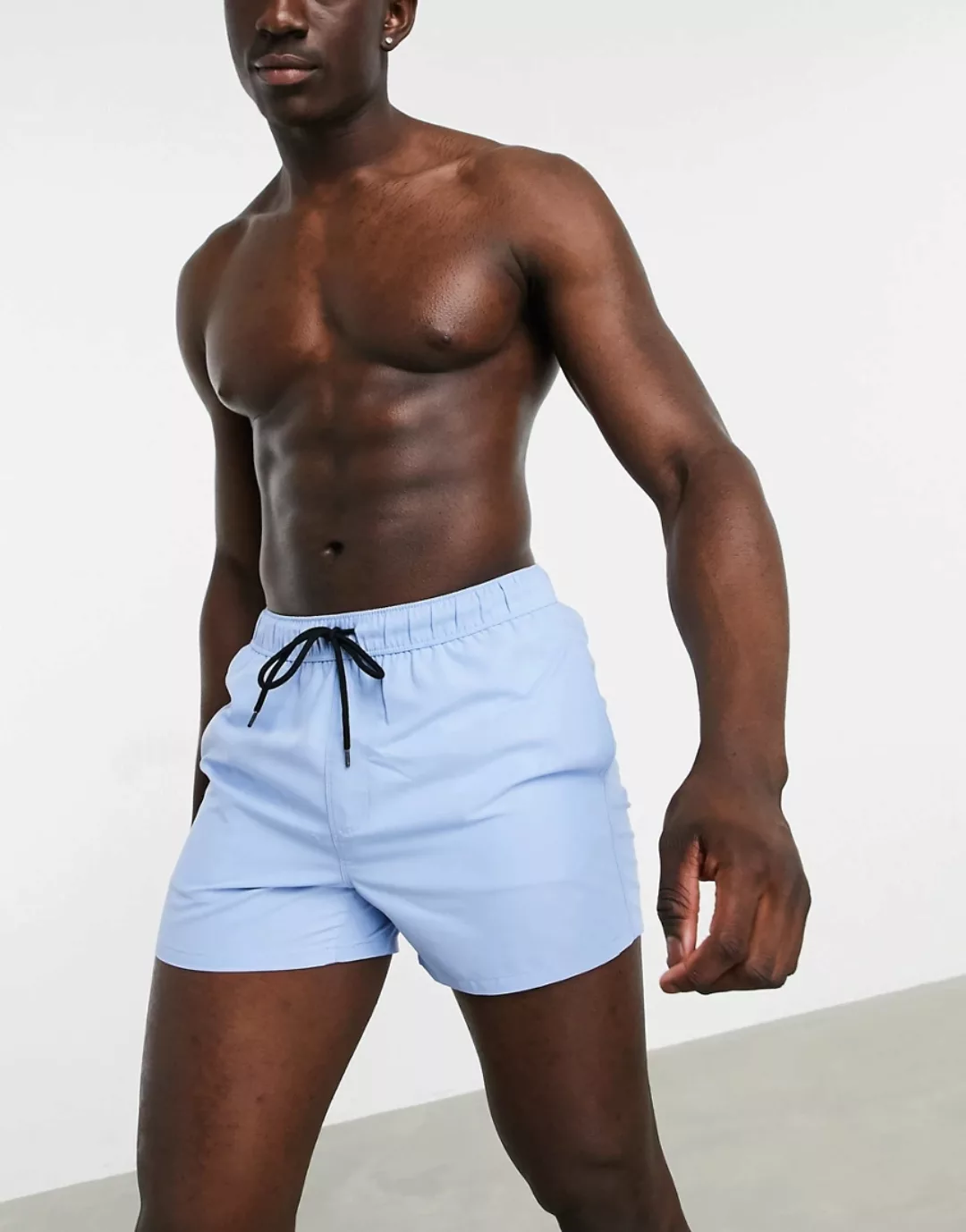 ASOS DESIGN – Blaue Badeshorts in kurzer Länge günstig online kaufen