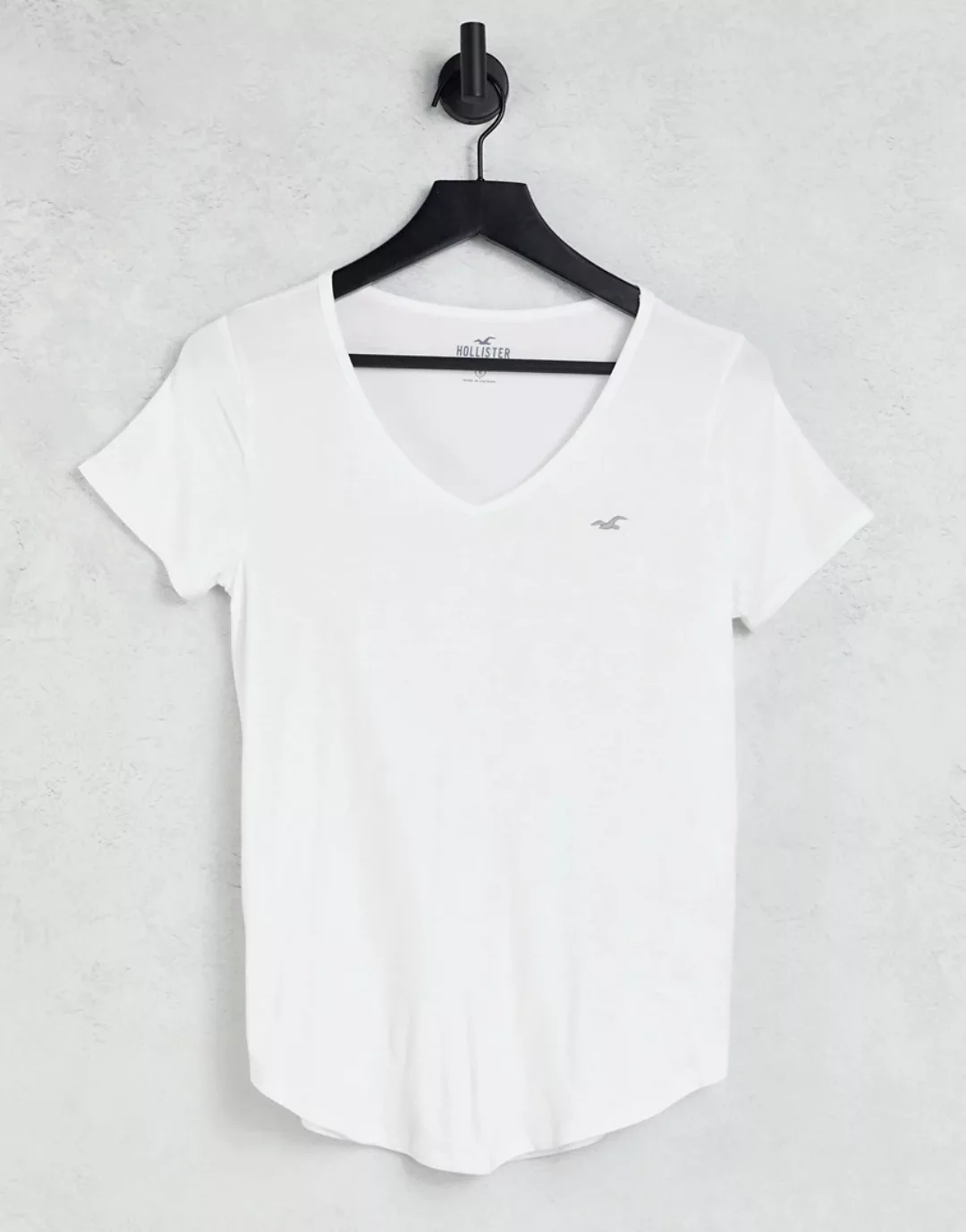 Hollister – Basic-T-Shirt mit Rundhalsausschnitt in Weiß günstig online kaufen
