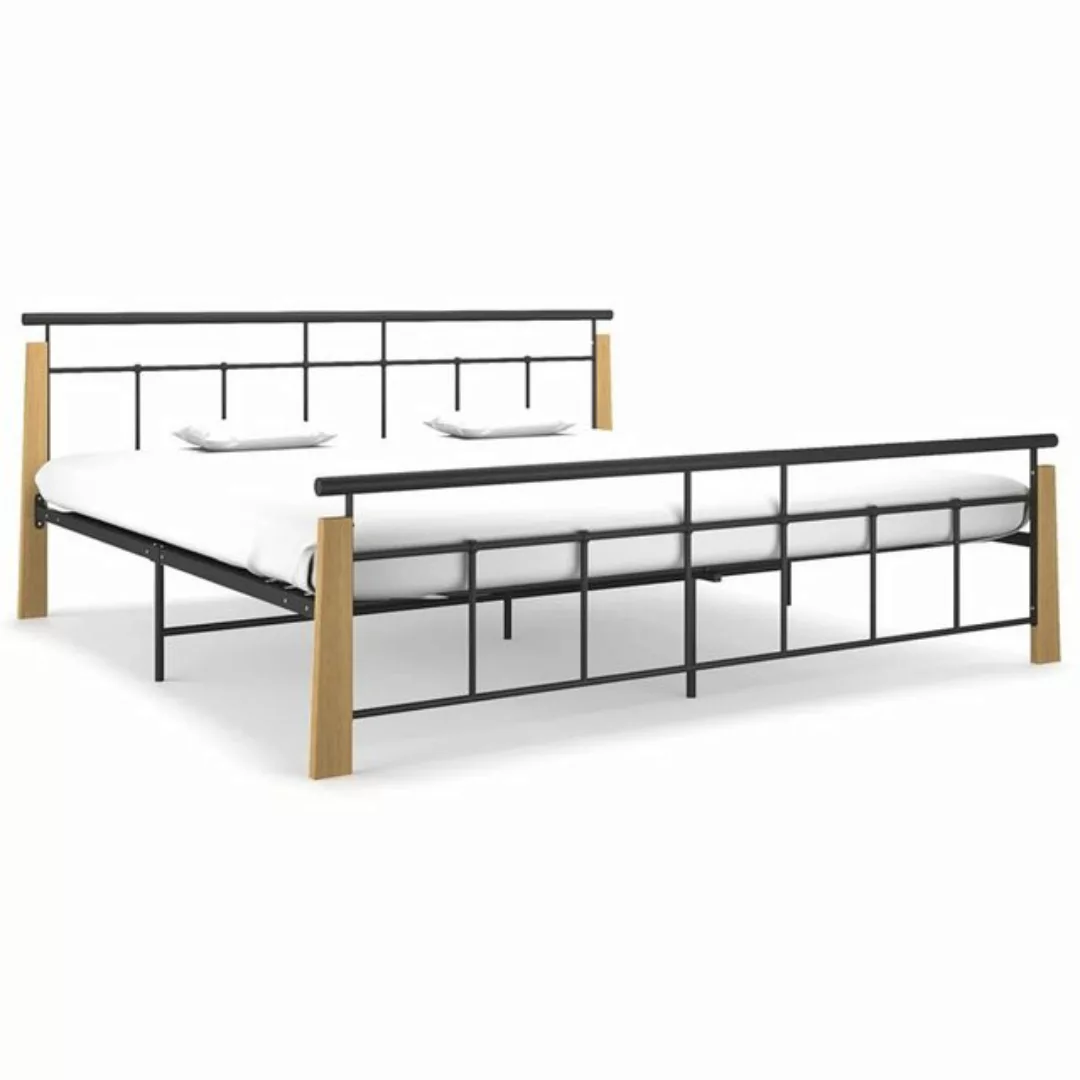 furnicato Bett Bettgestell Metall und Massivholz Eiche 200x200 cm günstig online kaufen