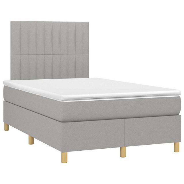 vidaXL Bett Boxspringbett mit Matratze & LED Hellgrau 120x190 cm Stoff günstig online kaufen