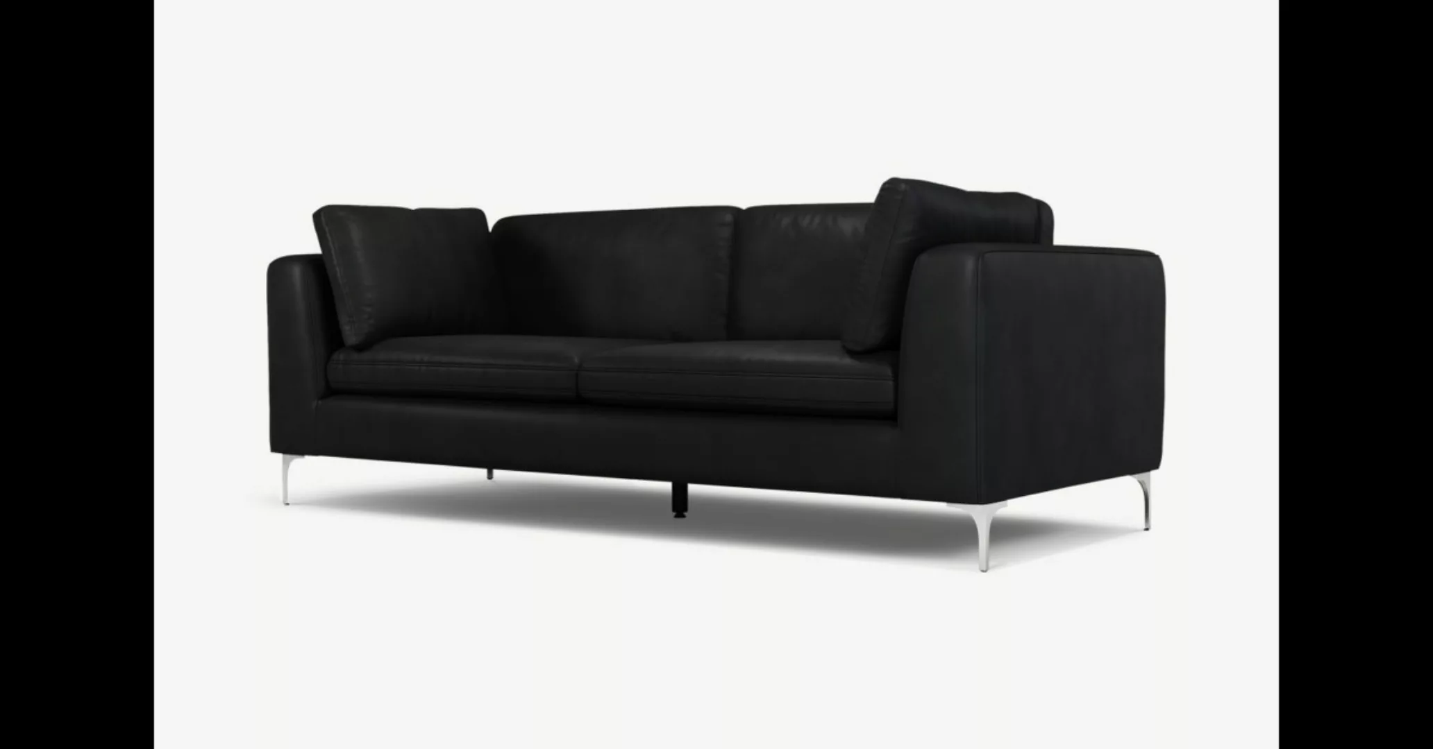 Monterosso 3-Sitzer Sofa, Leder in Schwarz und Chrom - MADE.com günstig online kaufen