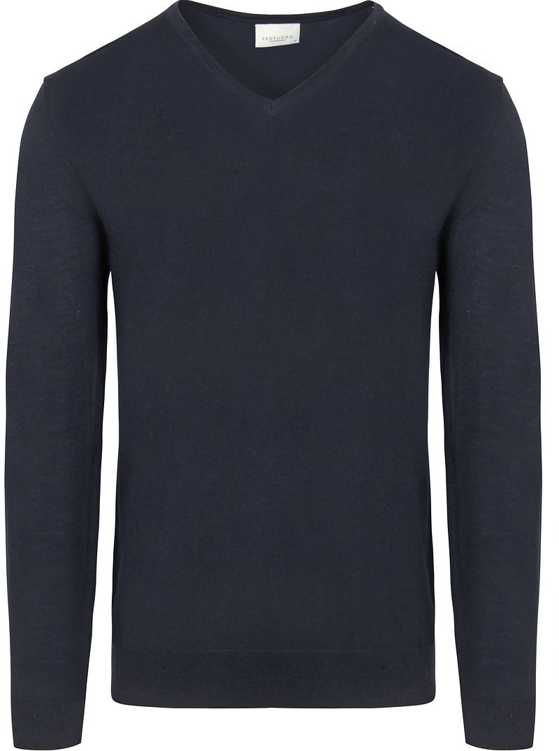 Profuomo Pullover V-Neck Merinowolle Navy - Größe L günstig online kaufen