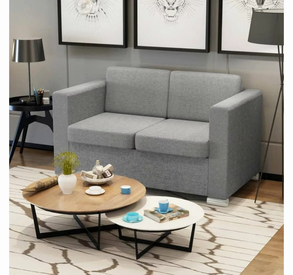 vidaXL Sofa 2-Sitzer Sofa Stoff Hellgrau günstig online kaufen